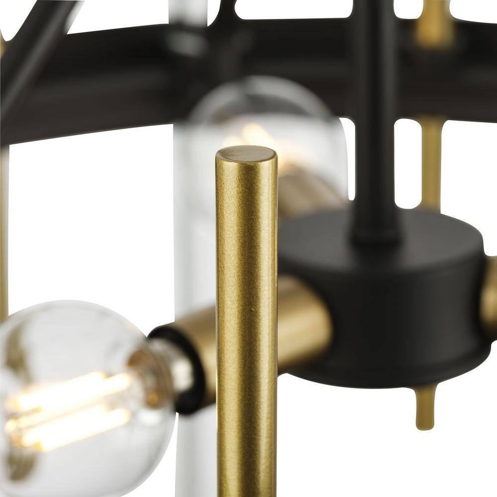 Orrizo 16" Black and Gold Semi-Flush Mount Light