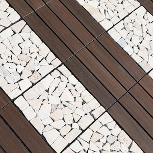 1 ft. x 1 ft. Natural Real Stone Interlocking Indoor Outdoor Floor Deck Tiles in Sliced Tan (4 Per Case)