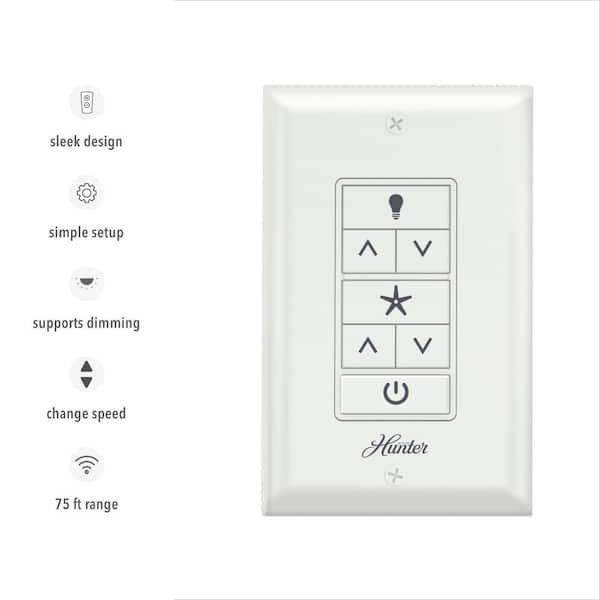 Universal 3-Speed Fan-Light Wall Switch with Receiver, White