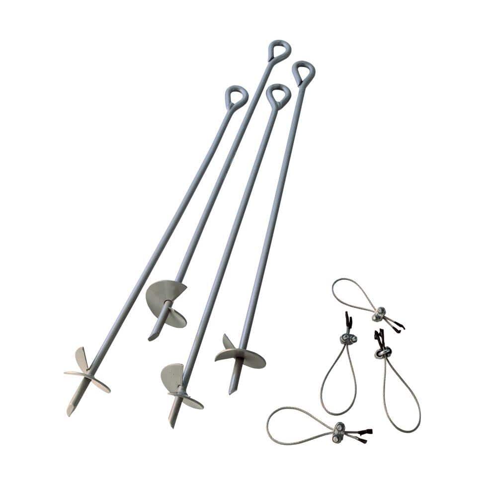 30 in Rod Earth Anchors Set 4-Piece Heavy Duty Steel Clamp On Wire Tie Down Rope 
