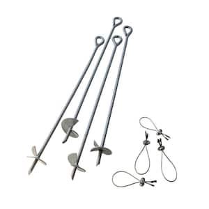 30 in. Earth Anchor Set (4-Piece) w/ Heavy-Duty, Corrosion-Resistant Steel Construction and Spinnable Corkscrew Design