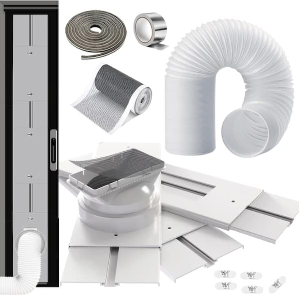 95 in Sliding Door Portable AC Vent Kit with 5.0 5.9 in Coupler Filter Screen and Weather Stripping