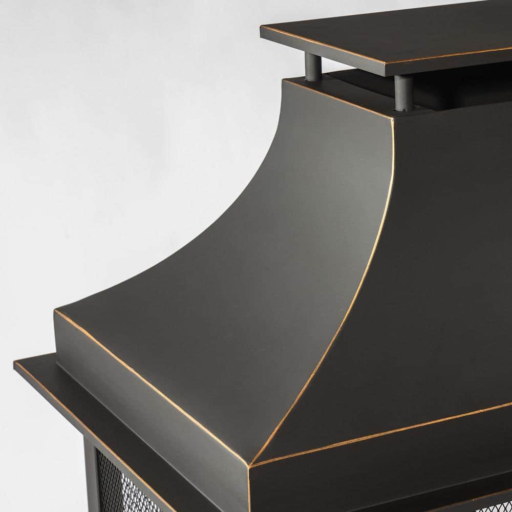 45.28 in. Black Steel Outdoor Wood Burning Fireplace Chimney