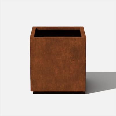Corten Large Rust Steel Cube Planter with Drainage Holes and All Weather Resistant (21 in. L x 21 in. W x 22 in. H)