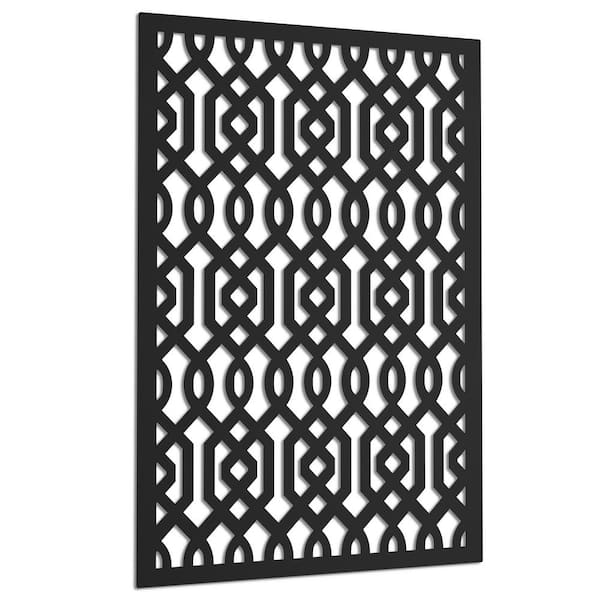 Acurio Latticeworks Azzaria 32 In X 4 Ft Black Vinyl Decorative Screen Panel 3248pvc Bk Azz The Home Depot