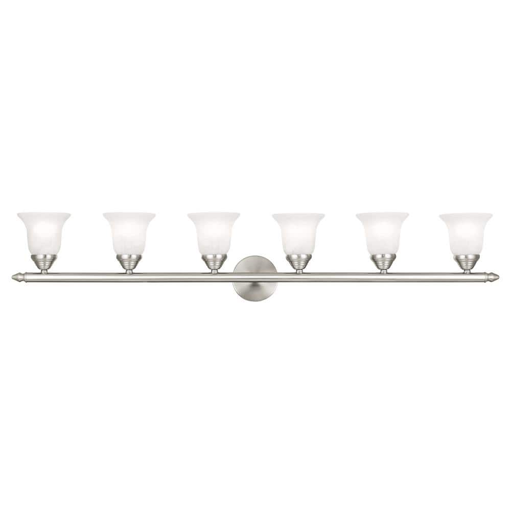 Esterbrook 48 in. 6-Light Brushed Nickel Vanity Light with White Alabaster Glass price history on PriceWatchPro
