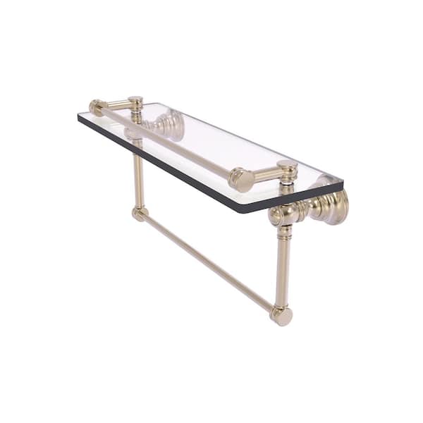 Allied Brass Carolina Collection 16 in. W x 7.4 in. H x 5.54 Wood Rectangular Shelf in Antique Pewter with Towel Bar
