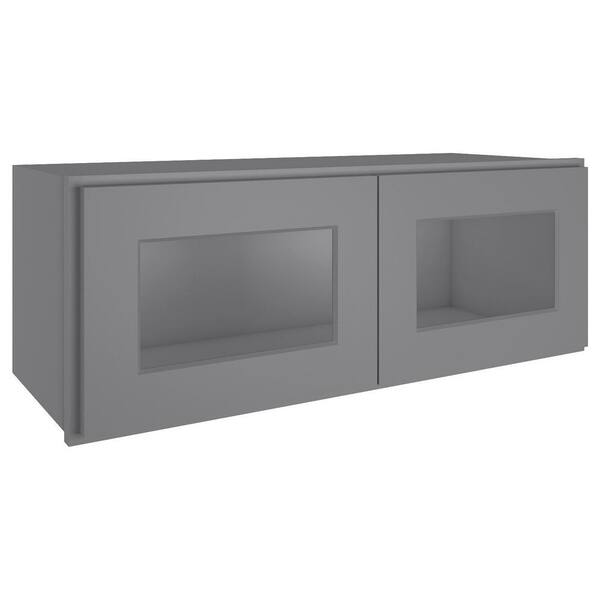 HOMEIBRO 33-in W X 12-in D X 12-in H in Shaker White Plywood Ready to Assemble Wall Glass kitchen Cabinet
