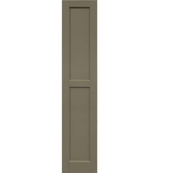 Winworks Wood Composite 12 in. x 59 in. Contemporary Flat Panel Shutters Pair #660 Weathered Shingle