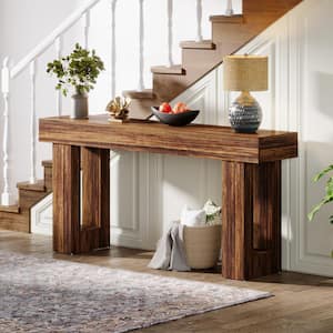 Turrella 62.99 in. Rustic Brown Console Tables, Rectangle Wooden Console Table with Wooden Frame for Living Room