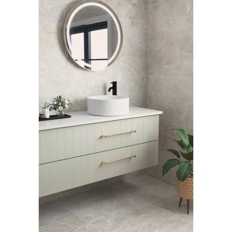 Symmetry 16" Round White Ceramic Above-Counter Vessel Sink