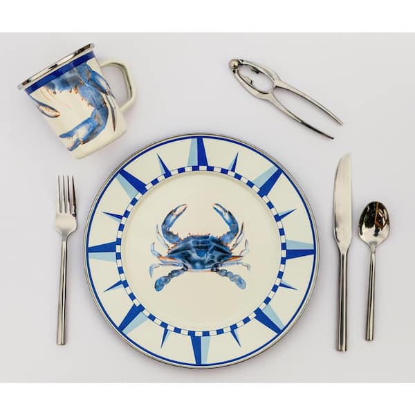 Blue Crab Pattern Enamelware 4 oz Tasting Dish Golden Rabbit SE59 