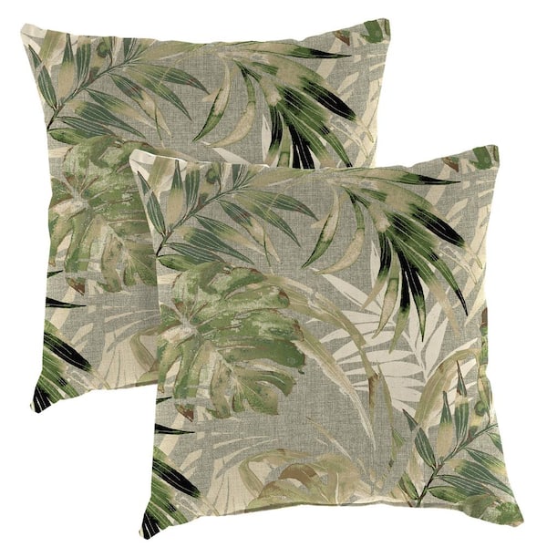 Jordan Manufacturing 18 in. L x 18 in. W x 4 in. T Square Outdoor Throw Pillow in Kash Graham (2-Pack)