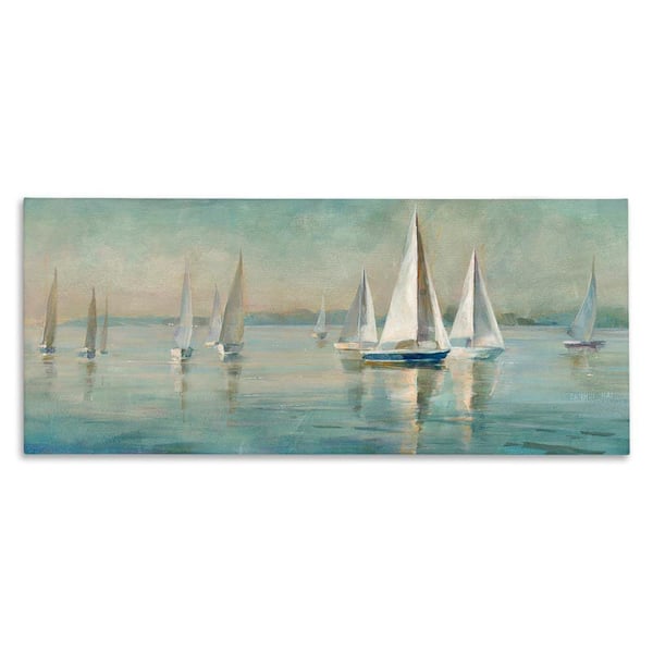 Stupell Industries Panoramic Sailing at Sunrise by Danhui Nai Unframed Coastal Graphic Art Print 10 in. x 24 in.