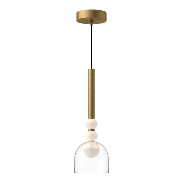 Rise 6-in 1 Light 13-Watt Brushed Gold/Clear Integrated LED Pendant Light