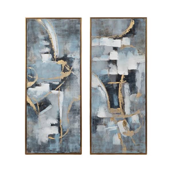 Liv & Skye 2-Piece Gold Framed Abstract Art Print 51 in. x 21 in.