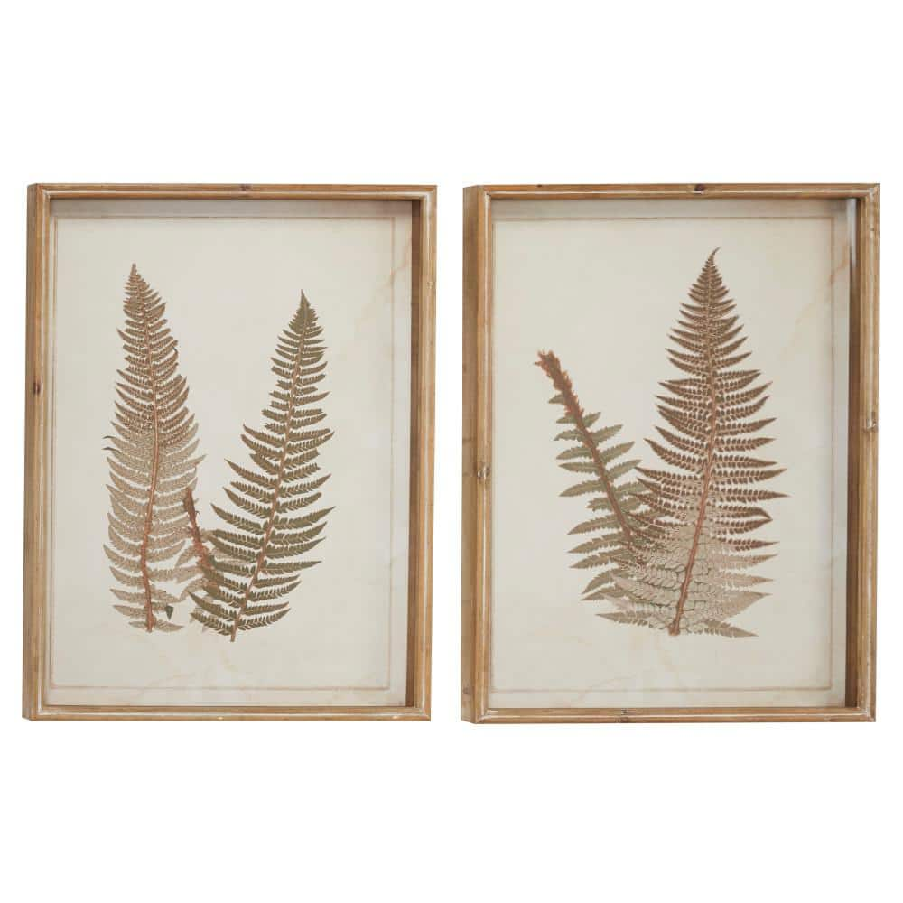 Litton Lane 2- Panel Leaf Fern Framed Wall Art with White Backing 26 in ...