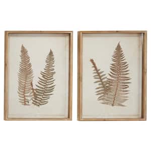 2- Panel Leaf Fern Framed Wall Art with White Backing 26 in. x 19 in.