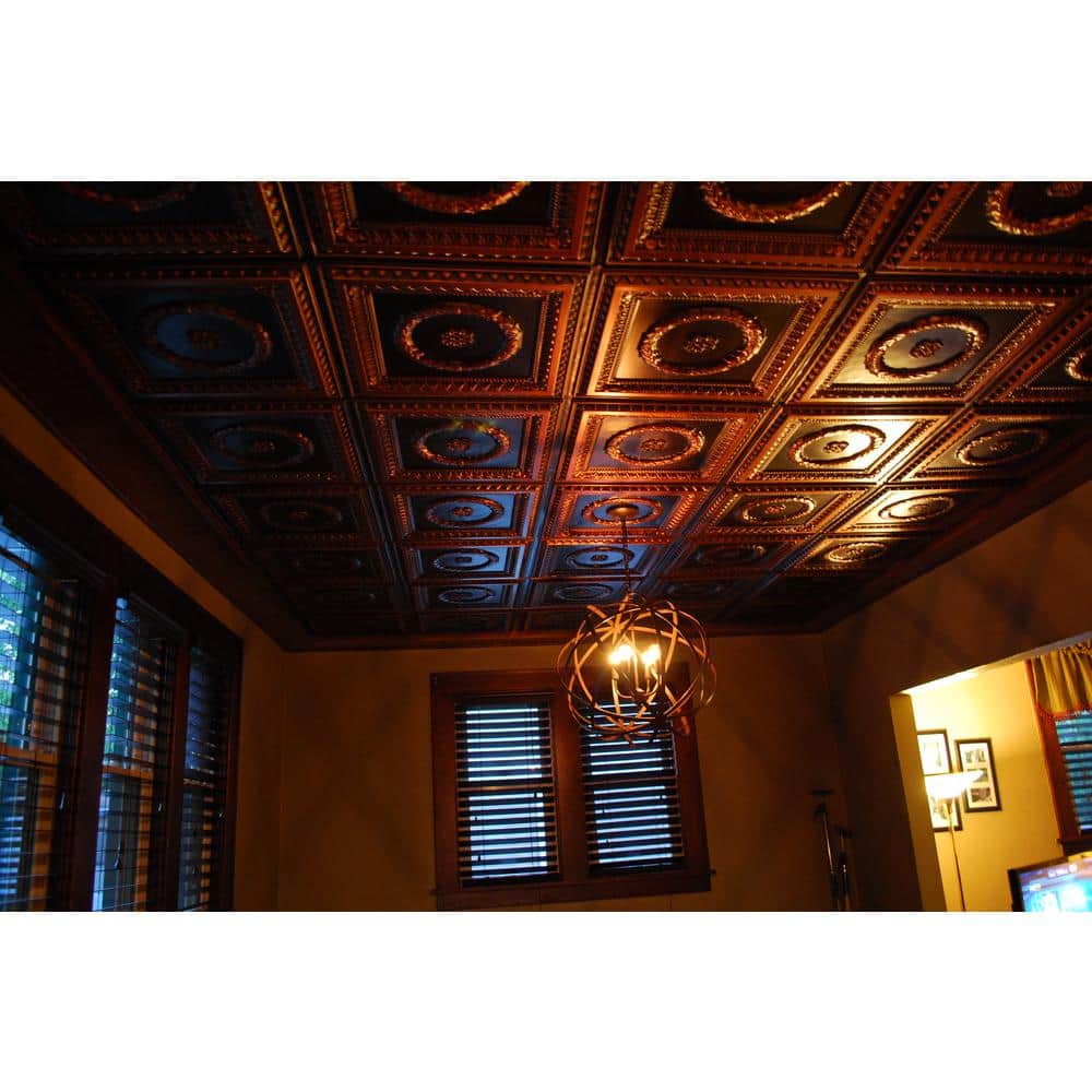 Antique Copper 2' x 4' PVC Faux Tin Ceiling Tile
