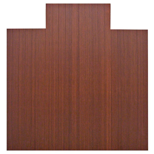 Anji Mountain Standard 5 mm Dark Brown Mahogany 55 in. x 57 in. Bamboo Roll-Up Office Chair Mat with Lip