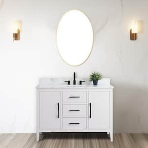 48 in. W x 22 in. D x 34 in. H Single Sink Bathroom Vanity Cabinet in White with Engineered Marble Top