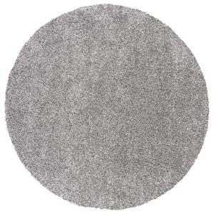 Royal Shag Grey 7 ft. x 7 ft. Round Solid Area Rug