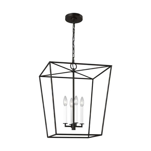 Generation Lighting - Viota Medium 4-Light Aged Iron Dining Room Entry Hallway Transitional Pendant Light