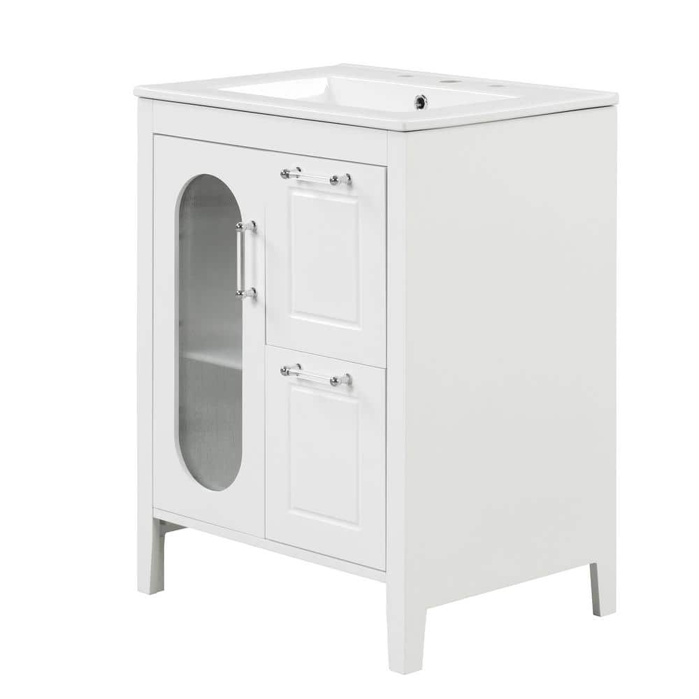 24 in. W x 18.3 in. D x 33.2 in. H Freestanding Bath Vanity in White with W