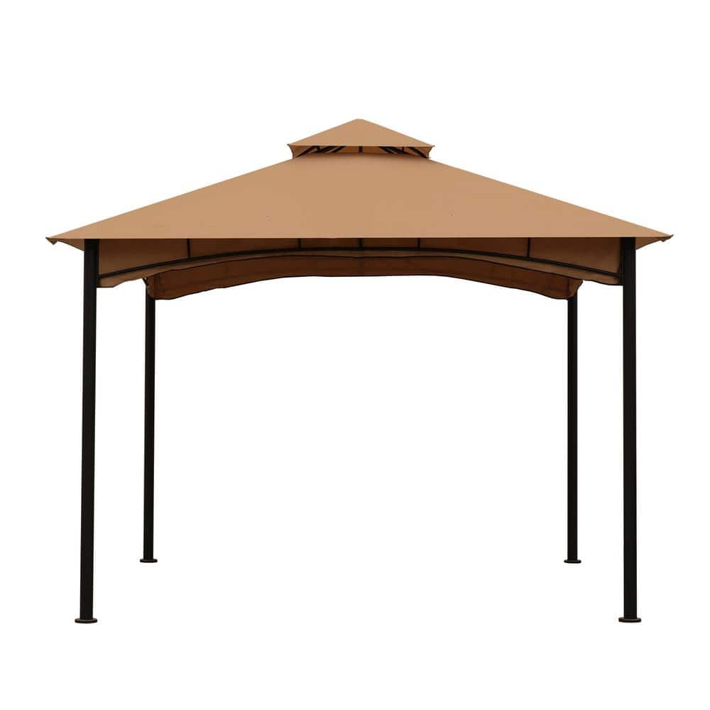 11 ft. x 11 ft. x 9.35 ft. Square Steel Brown Outdoor Patio Gazebo Canopy w