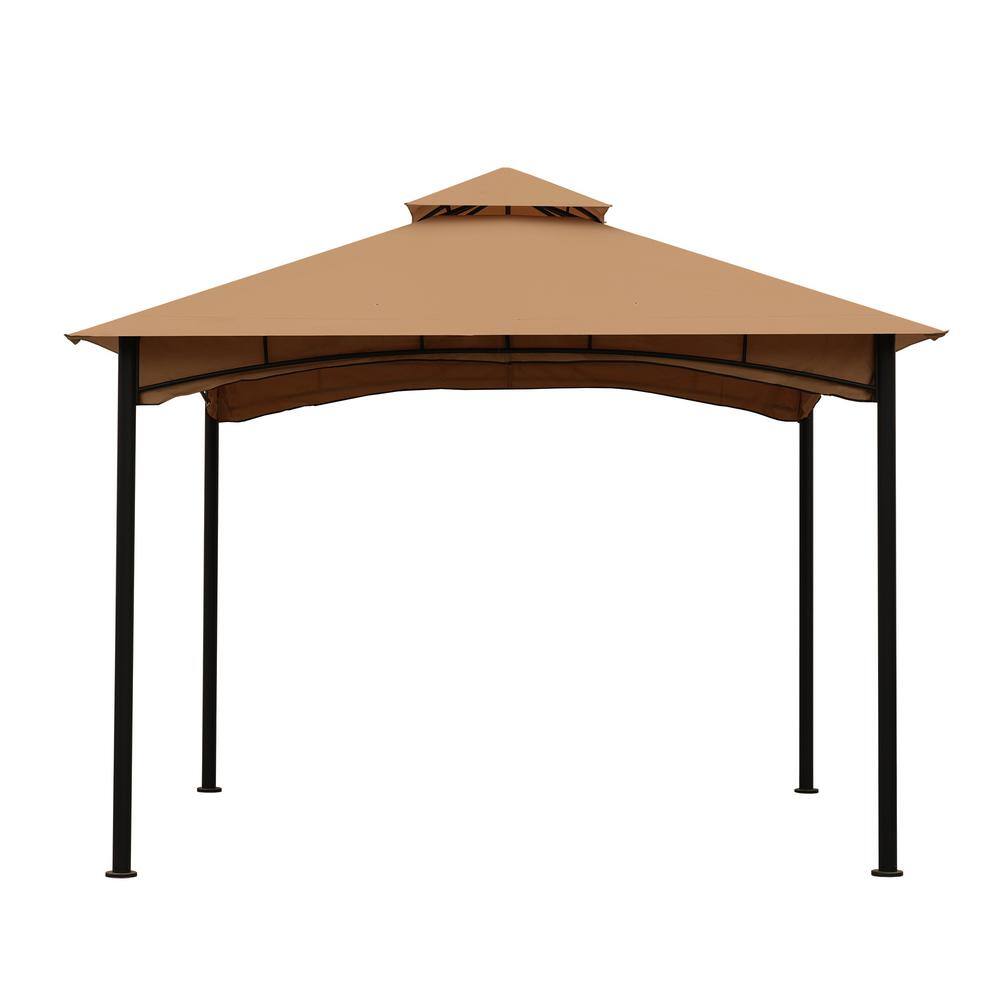 11 ft. W x 11 ft. L khaki Outdoor Patio Square Steel Gazebo Canopy With Dou