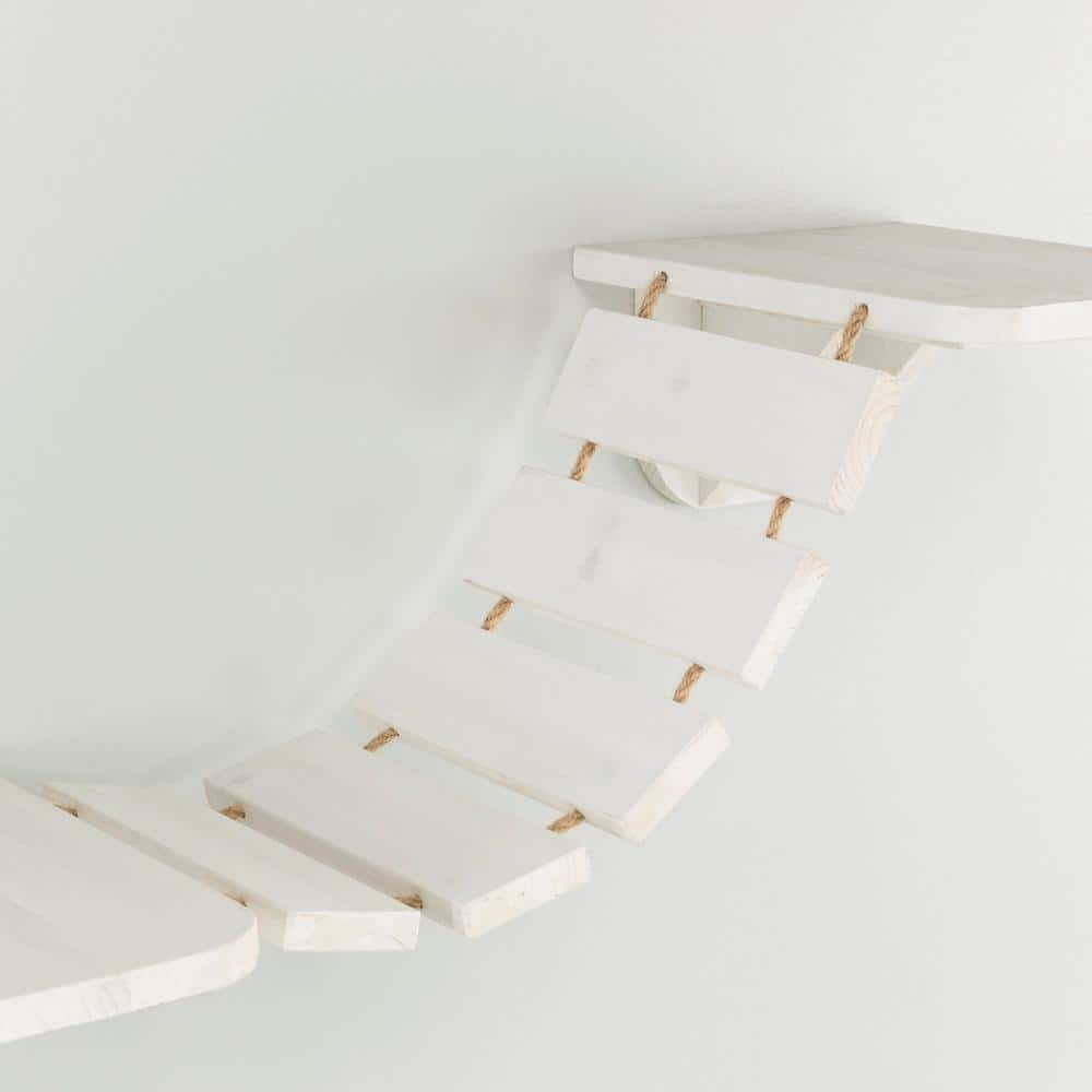 White Wall Mounted Cat Bridge with Sisal Steps