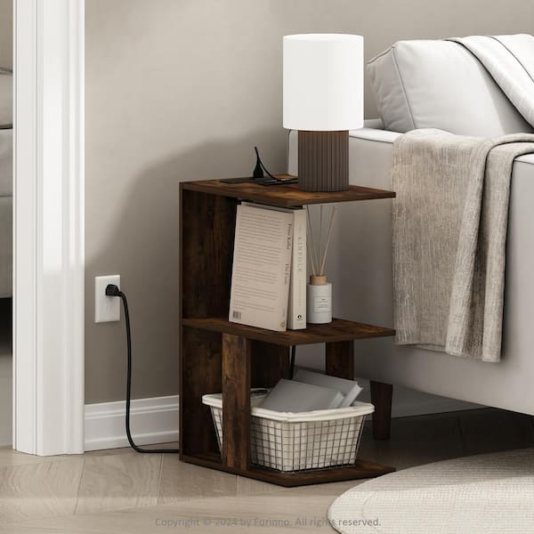 Furinno Boyate 16.14 in. Amber Pine Rectangle Wood End Table
