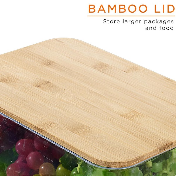 Portable Transparent Food Storage Container With Bamboo Lids - Temu