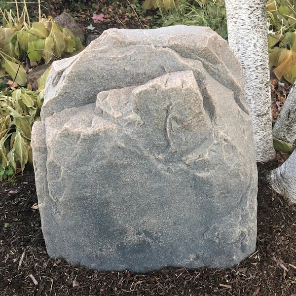 Plastic Fake Rock Cover Gray Concealing Lawn Pipe Well Pump Landscape Decor