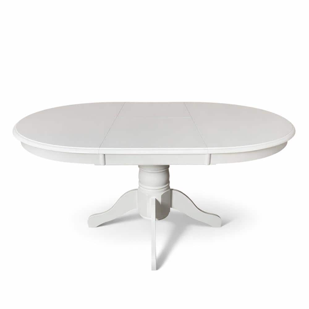 Modern 60 Inch Oval Extendable Dining Table, White Finish Solid Rubberwood price history on PriceWatchPro