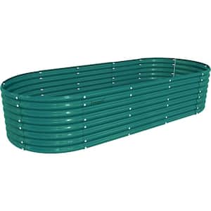 8 ft. x 3 ft. x 2 ft. Metal Oval Round Raised Garden Bed, Planter Box for Vegetables, Flowers in Green