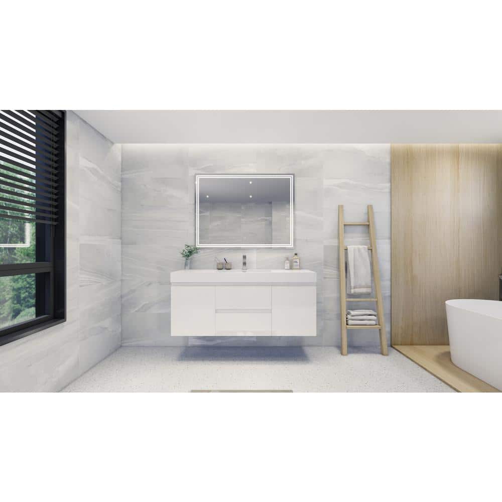 Fortune 60 in. W Bath Vanity in High Gloss White with Reinforced Acrylic Va