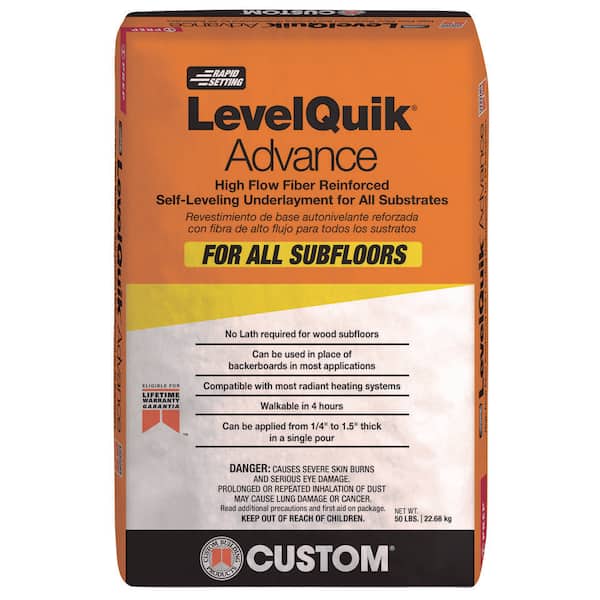 Custom Building Products LevelQuik Advance 50 lb. Indoor Fiber Reinforced Concrete Compound Self-Leveling Underlayment for Wood Subfloors