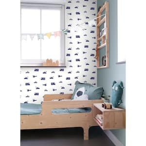 Blue Briony Vehicles Matte Paper Non-Pasted Wallpaper Roll