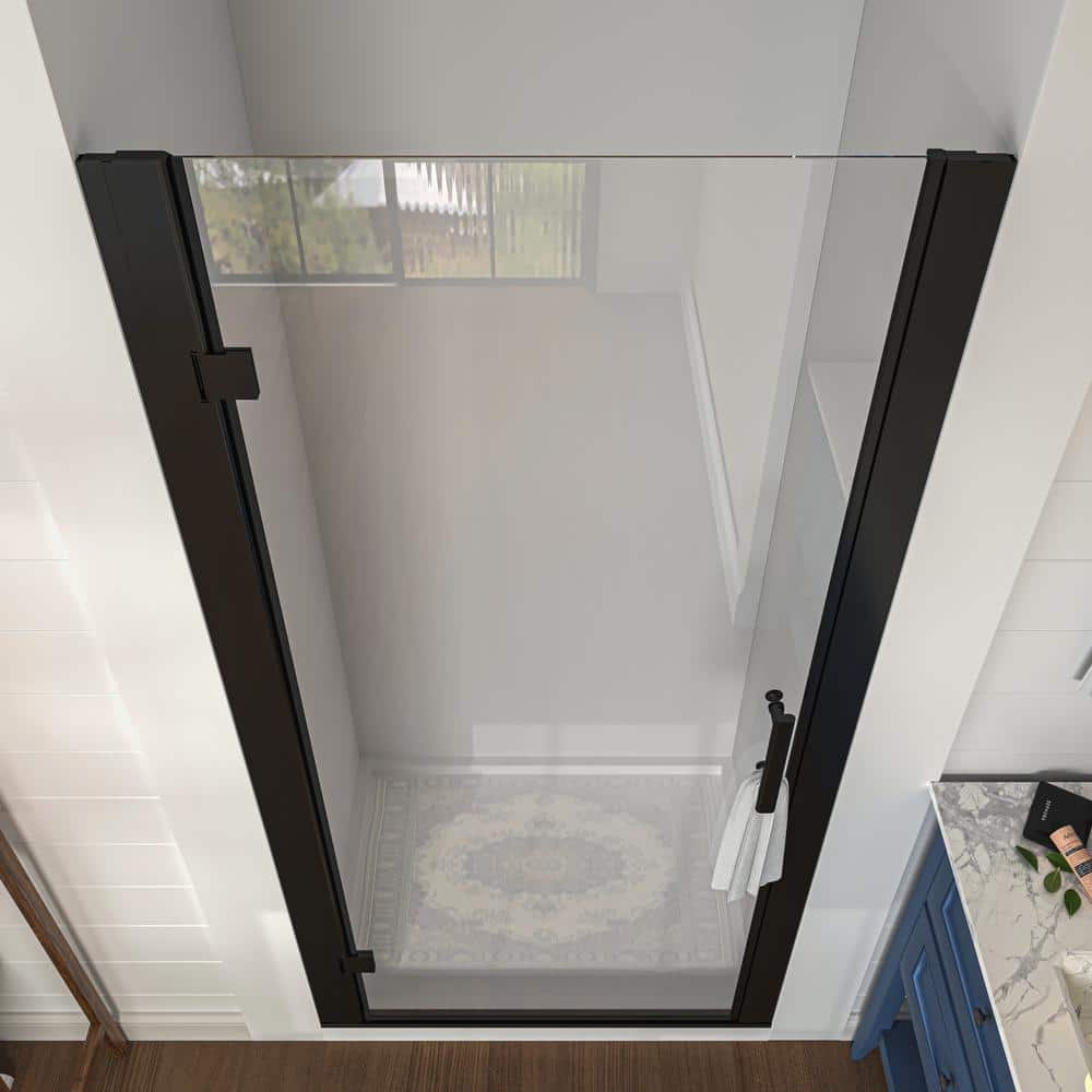 36'' x 72'' Frameless Clear Glass Shower Door in Matte Black