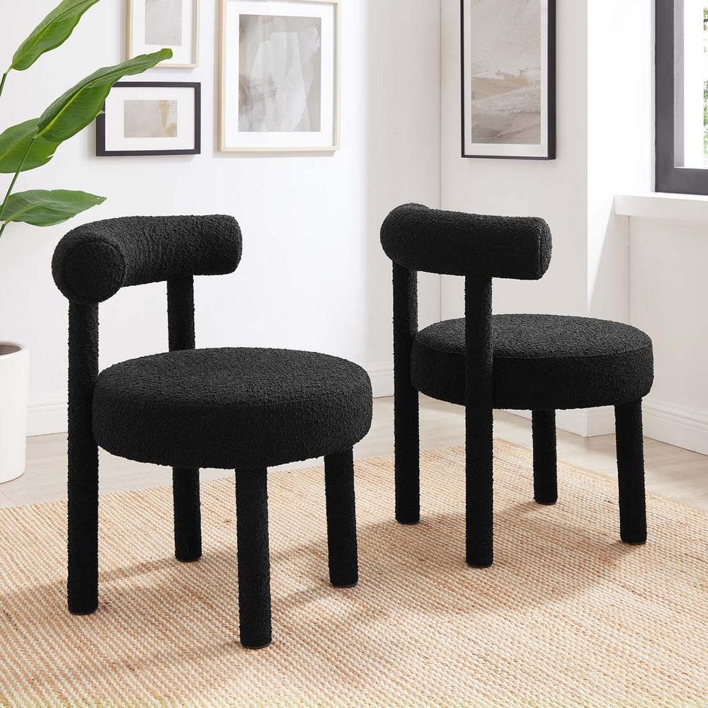 MODWAY Toulouse Boucle Fabric Dining Chair - Set Of 2 In Black EEI-6705 ...