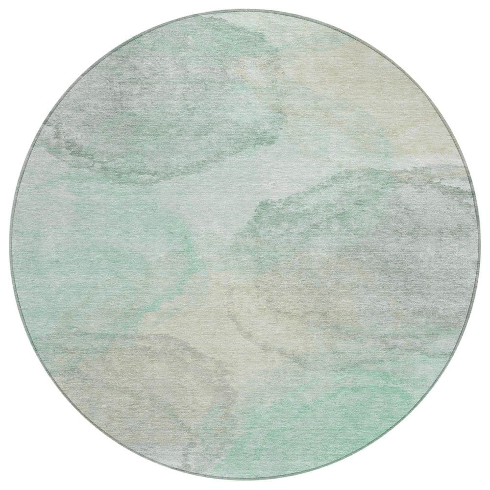 Chantille Machine Washable Indoor/Outdoor Abstract ACN2443 Mint 8 ft. x 8 ft. Round Rug price history on PriceWatchPro