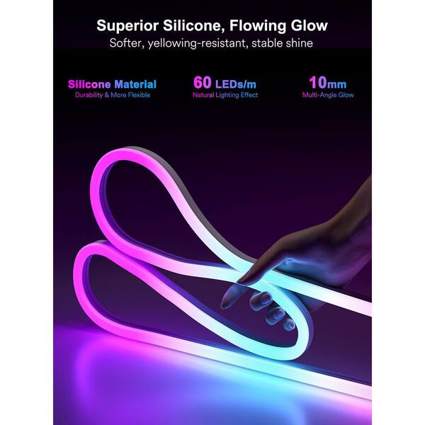 Smart Neon Rope Lights, RGBIC 10ft Neon Lights, App Control Neon Rope Lights With Music Sync, DIY Design, LED Neon Light Works For Gaming Room Bedroom
