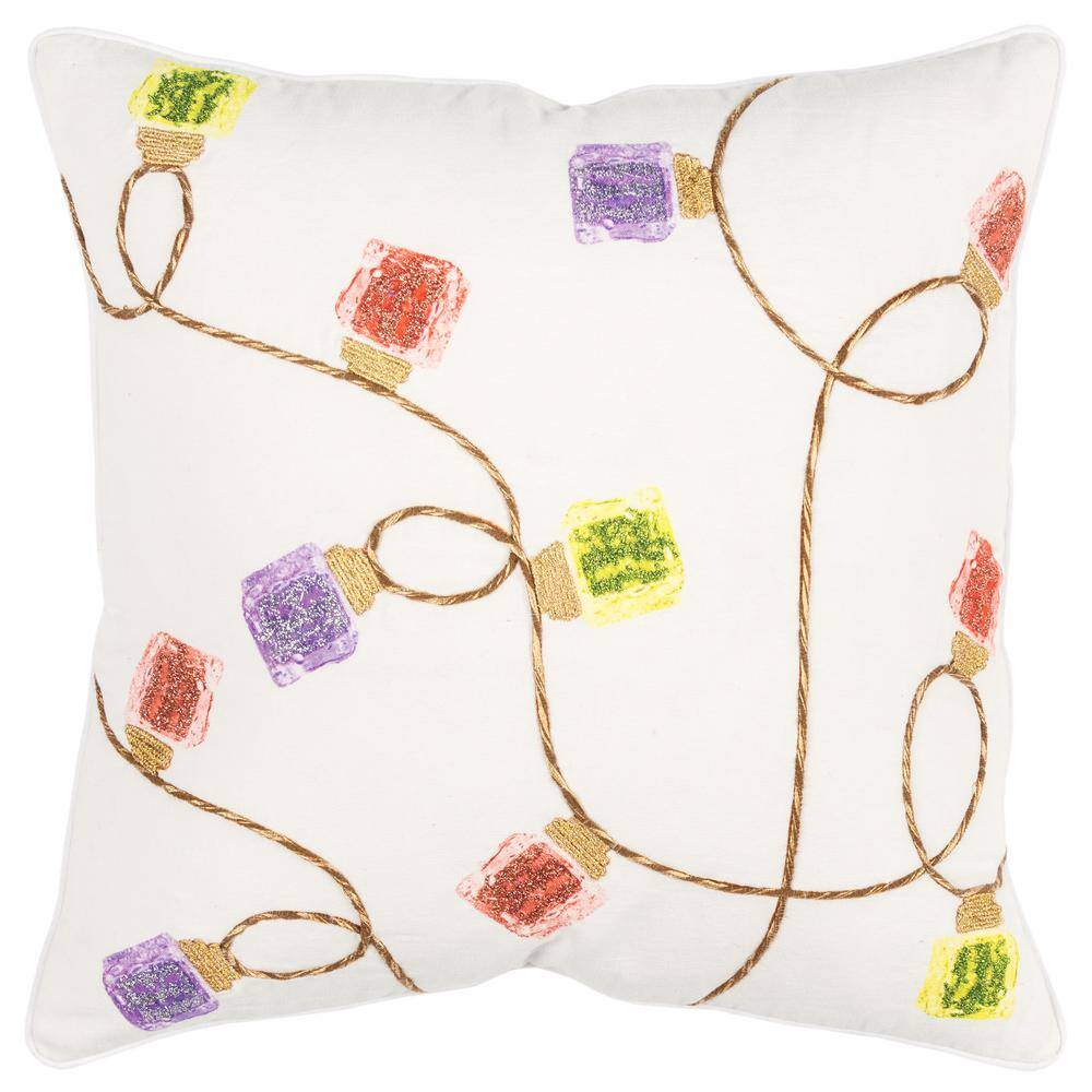 Square 20-inch Holiday Brights Multi Zig-zag Geometric Pillow Cranberry and Mulled Blue Green Purple Red Silver Polyester Made in USA Square 20-inch Holiday Brights Multi Zig-zag Geometric Pillow Cranberry and Mulled Blue Green Purple Red Silver Polyester Made in USA