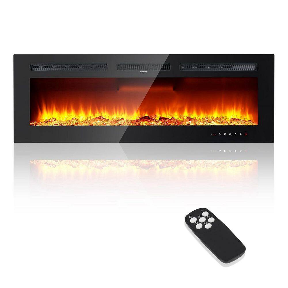 60 in. Recessed/Wall Mount Ventless Electric Fireplace Insert in Black with Remote Control and Timer price history on PriceWatchPro