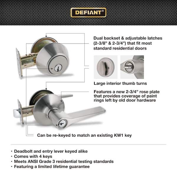 K　　ARIZONA FREEDOM Defiant Freedom Satin Nickel Project Pack Single Cylinder Keyed