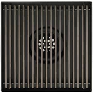 4 in. Square Stainless Steel Shower Drain with Bar Pattern in Venetian Bronze