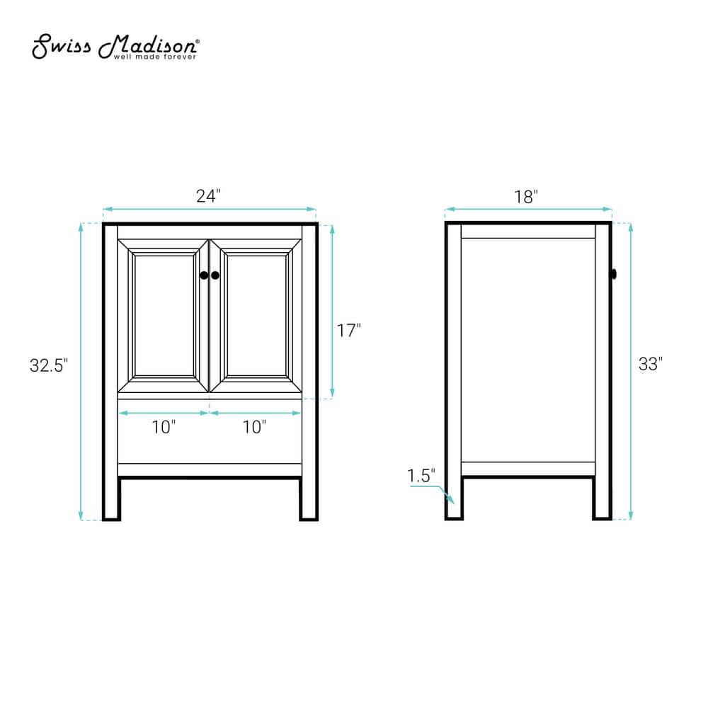 Château 24" White Oak Freestanding Bathroom Vanity Cabinet