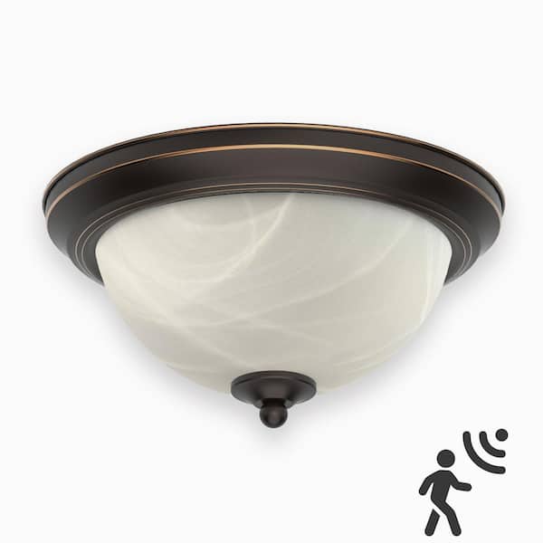 DYMOND 11 in. LED Ceiling Light Flush Mount Pavilion Light Fixture Bronze For Kitchen Bedroom Laundry 4000K
