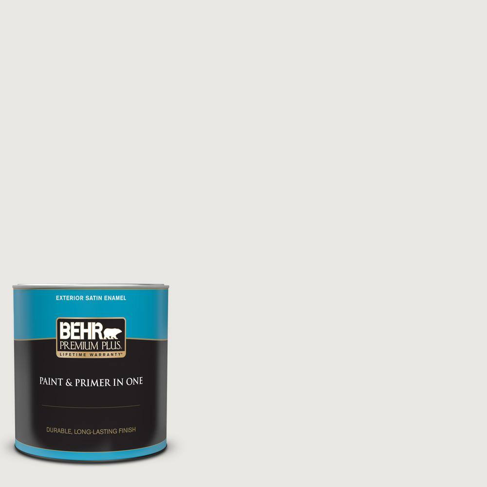 BEHR PREMIUM PLUS 1 qt. #PWN-64 Silver Dust Satin Enamel Exterior Paint ...